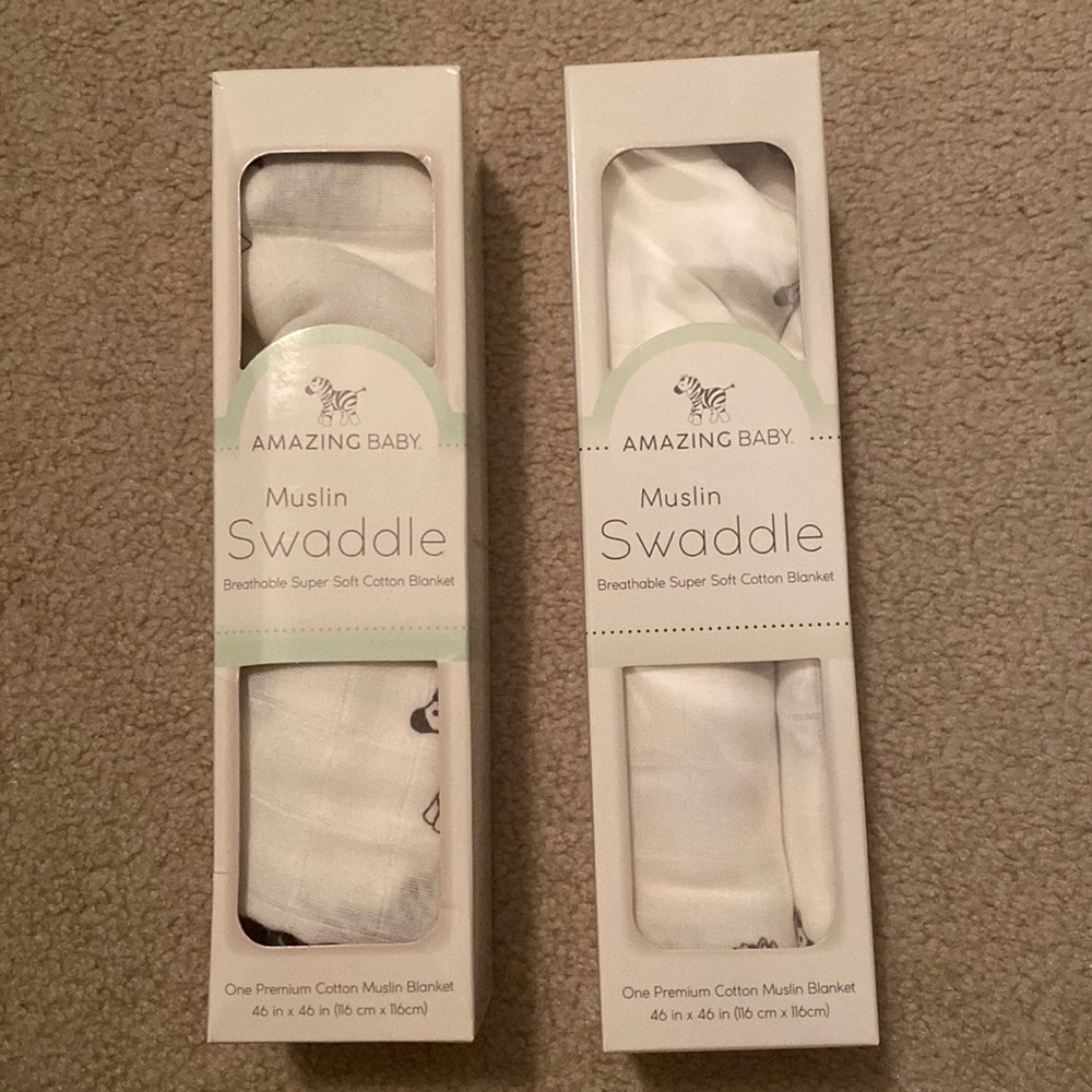 2 New in box - Amazing Baby Muslin Swaddle